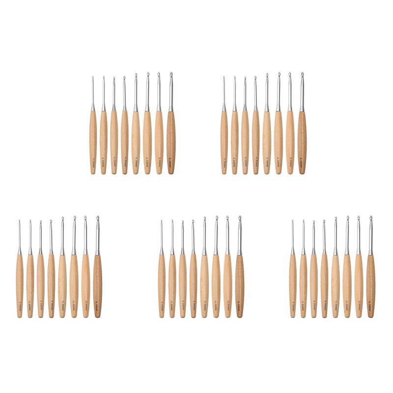 Wooden Crochet Hooks Ergonomic Handle - M12K – set van 40 houten